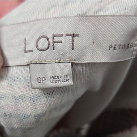 Loft sz 6p Tweed Fringe Sheath Dress pink cream and black - Picture 5 of 13